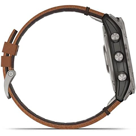 Garmin Fenix 7X  Sapphire Solar titanium Titan mit braunem Lederarmband