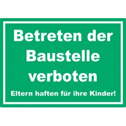 Betreten der Baustelle Schild grün-weiß A6 (105x148mm)