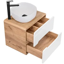 Lomadox Lomado Waschtisch, weiß Holzwerkstoff, 60x68x46 cm Badezimmer, Badezimmerschränke, Waschtischkombinationen