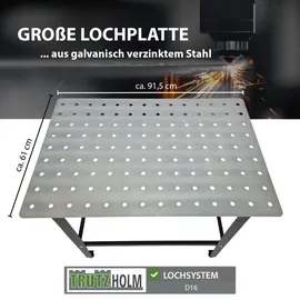 Trutzholm Arbeitstisch Stahl 91,5 x 61 x 80 cm schwarz Tragkraft 200 kg mit Lochplatte
