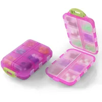 AOOWU Tablettenbox 7 Tage, Pillendose 12 Fächer, Medikamentenbox Klein Handlicher mit Großen Separaten Fächern für Medikamente,Vitamine, Fischöl usw,Tablettenspender für Reise und Tägliches (Rosa)