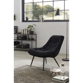 SalesFever Relaxsessel Toulon Samt 76 x 85,6 x 85,6 cm Schwarz mit Kissen
