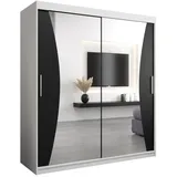 abiks möbel Schwebetürenschrank MONACO 180 x 200 x 62 cm Schwarz/Weiß