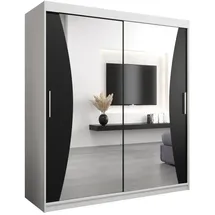 abiks möbel Schwebetürenschrank MONACO 180 x 200 x 62 cm Schwarz/Weiß