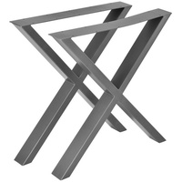 [en.casa]® Tischgestell Greith 2er-Set X-Form Stahlgrau 69x72 cm
