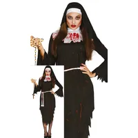 FIESTAS GUIRCA Zombie Nonne Halloween Kostüm Damen – Nonnenschleier Zerrissenes Nonnenkleid – Blutiges Halloween Kostüm Dame XL 44-46