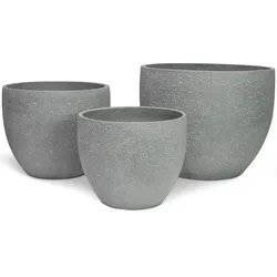 Gritto handgefertigter Übertopf aus Beton 3er Set grau
