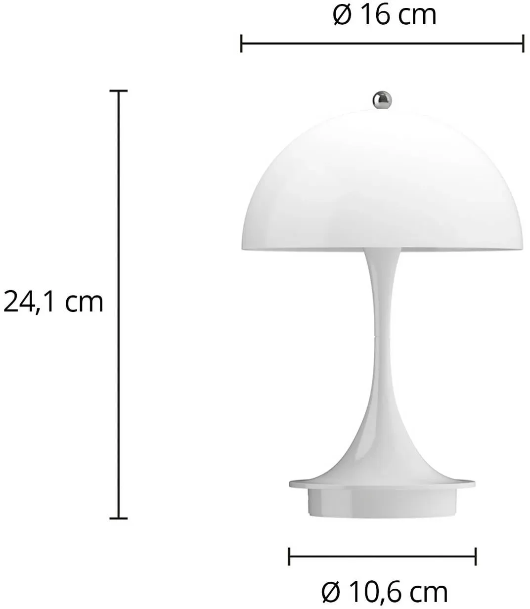 Louis Poulsen Akkulampe Panthella PORTABLE 160 V3 opalweiß 160, dimmbar, weiß / opal, für Wohn- / Esszimmer, Kunststoff, Design - 16 cm - 16 cm - 24.1 cm