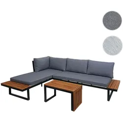 Garten Garnitur HWC-L27, Garnitur Sitzgruppe Lounge-Set Sofa, Spun Poly Alu Akazie Holz MVG-zertifiziert ~ dunkelgrau