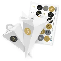 itenga Adventskalender Geschenktüte Weiß 14cm Verschluss Zahlensticker Schlicht