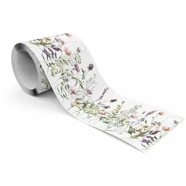 Muralo Aquarellblumen Bordüre 10 cm 300 g Grün/Rosa/Violett/Weiß 10x300