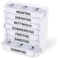 Opret Tablettenbox 7 Tage Morgens Mittags Abends - Medikamentenbox Mit 3 Fächern - Pillendose Pillenbox Tablettendose Tabletten Organizer Wochenbox