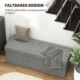 Homcom Sitzbank mit Stauraum, faltbar Polsterbank mit separaten Behältern, Bettbank mit Leinenoptik, Sitztruhe für Flur Schlafzimmer Wohnzimmer, 110 x 38 x 38 cm Dunkelgrau
