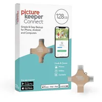 Picture Keeper Connect für iPhone, Android, USB-C, PC & Mac – 128 GB USB-Stick Backup für Fotos, Videos, Kontakte, Flash-Laufwerk, Speicher-Backup, externer Speicher-Thumb Drive – 128 GB, Gold