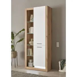 Home Affaire Wohnwand HOME AFFAIRE "Brixen, moderne Anbauwand, Wohnzimmer-Set, Eiche Evoke Dekor mit Weiß", weiß (eiche evoke, weiß), B:350cm H:195cm T:43cm, Holzwerkstoff, Kastenmöbel-Sets, Wohnwand, enthält Stauraumelemente, Lowboard und Wandboard