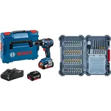 Bosch Professional GSR 18V-55 (2x 4,0 Ah Akku, in L-BOXX), Blau + 40-tlgs. Bohrer Bit Set (Pick and Click, extra harte Schrauber Bits, mit Universalhalter) - Amazon Edition