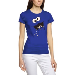 coole-fun-t-shirts Kostüm Krümmelmonster T-Shirt Damen + Herren Cookie Monster Kekse L