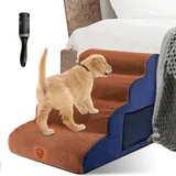 Zvonema Hundetreppe für Kleine Hunde, 4 Stufen rutschfeste Waschbar Katzentreppe, Tragbar Haustiertreppe Abnehmbare Hunderampe Bett, Haustierleiter Senden 1 Fusselrolle(72 * 40 * 52CM)