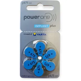 Power one Implant Plus Hörgerätebatterien P675 PR44 6er Blister