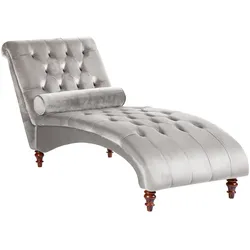 Chaiselongue MURET Samtstoff Grau