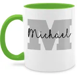 Tasse Tassen 325ml - Anfangsbuchstabe - Anfangsbuchstaben Name - Persönliches Geschenk Personalisiert mit Namen bedrucken Initialen Personalisierte Custom Buchstabe Wunschname - 325 ml - Hellgrün