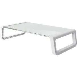 Trust Monta Monitorständer 41 x 22 x 10 cm, Bildschirmerhöhung aus Hartglas, Schreibtisch Monitorerhöhung, Monitor Stand für Laptop, Bildschirme, Computer, Notebook, Mac, PC, Büro - Weiß