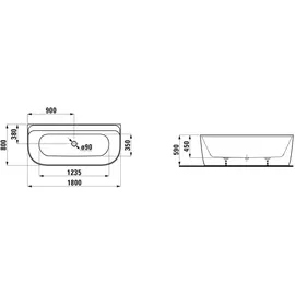 Laufen Meda Badewanne 80 x 180 cm H2201170000001