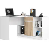 akord furniture factory AKORD B17 mit Kommode Weiß Sonoma-Eiche B120 x H79 x T126 cm - Weiß/Bronze