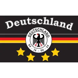Flagge DEUTSCHLAND 7 Fußball 4 STERNE schwarz 90 x 150 cm
