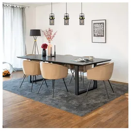 Home Deluxe Essgruppe Eckig AVENCIA inkl. U-Fuß - 240 x 120 cm Dark Oak, (7-tlg), MDF Esstisch mit U-Fuß & Esszimmerstühle für Esszimmer & Wohnzimmer beige