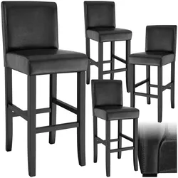 tectake® Barhocker, gepolstert mit Rückenlehne, Stuhlbeine aus Massivholz, Sitzhöhe 76 cm
