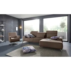 Ecksofa SIT & MORE "Gizeh L-Form", braun (chocco), B:289cm T:178cm, Sofas, Fußhöhe 12 cm, inklusive Sitztiefenverstellung und Kopfteilverstellung