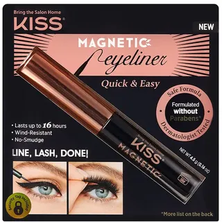 KISS Magnetic Lash Collection Magnetischer Eyeliner, Schwarz, wischfester, mit Biotin angereicherter magnetischer Eyeliner mit Präzisionsspitze