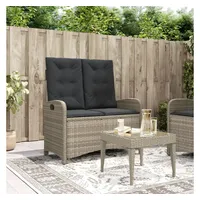 VidaXL Gartenbank Verstellbar mit Kissen Hellgrau Poly Rattan