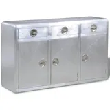 vidaXL Sideboard mit 3 Schubladen Vintage Flugzeug-Stil Aluminium