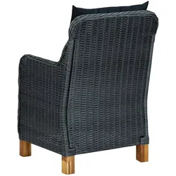 vidaXL Garten-Essgruppe mit Auflagen Poly Rattan Holz : Farbe - Dunkelgrau, Größe - 9-tlg., Polster - mit Polster