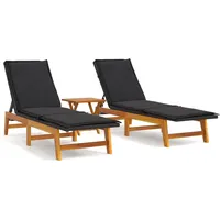 vidaXL 3-tlg. Garten-Lounge-Set Poly Rattan & Massivholz Akazie Schwarz und Braun