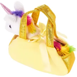Brubaker Regenbogen Plüsch Einhorn in Handtasche - 20 cm - Plüschtier in Tasche - Stofftier Kuscheltier - Gelb