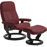 Stressless Stressless® Relaxsessel »Garda«, (Set, Relaxsessel mit Hocker), mit Hocker, mit Classic Base, Größe L, Gestell Schwarz rot