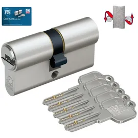 BASI Profilzylinder V55 mit N+G (Baulänge innen: 40 mm, Baulänge außen: 50 mm, Material Zylinder: Messing, Bohrmuldenschlüssel, Mit Not- & Gefahrenfunktion)