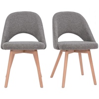 Skandinavische Stühle aus grauen Stoff mit Samteffekt und massivem Buchenholz (2er-Set) COSETTE