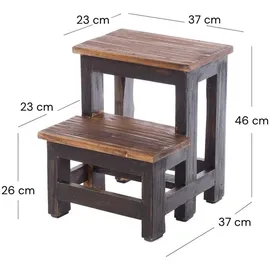 DESIGN DELIGHTS Trittleiter, Graubraun, Holz, 37x46x37 cm, Wohnzimmer, Hocker