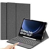 Fintie Tastatur Hülle für Samsung Galaxy Tab S9 FE 10.9 Zoll/Tab S9 11 Zoll 2023 Tablet, Deutscher Tastatur mit Touchpad Magnetisch Abnehmbarer Keyboard Cover, Grau