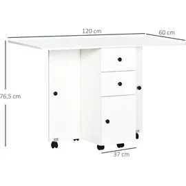 Homcom Klapptisch 120 x 60 x 76,5 cm Weiß
