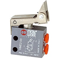 Riegler 3/2-Miniventil, mech., Rollenhebel, freier Rücklauf, 4 mm seitl.