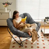 WOLTU Schaukelstuhl Schaukelsessel mit Polyester-Bezug Relaxstuhl Metallbeinen