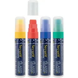 Securit® Kreidemarker Wasserdicht verschiedene Farben 4er-Pack - breite Spitze 7-15mm
