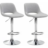CLP Barhocker Camden 2er Set höhenverstellbar drehbar 40 x 40 x 80 cm Hellgrau
