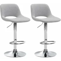 CLP Barhocker Camden 2er Set höhenverstellbar drehbar 40 x 40 x 80 cm Hellgrau