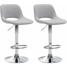 CLP Barhocker Camden 2er Set höhenverstellbar drehbar 40 x 40 x 80 cm Hellgrau